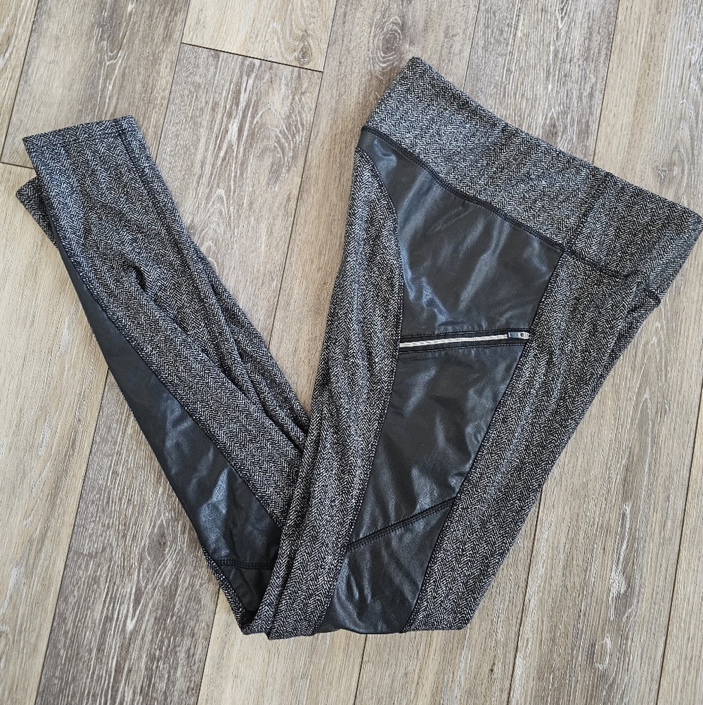 Gray Leggings with Zipper Detail Amalli Talli Herringbone Leggings SMALL Tall